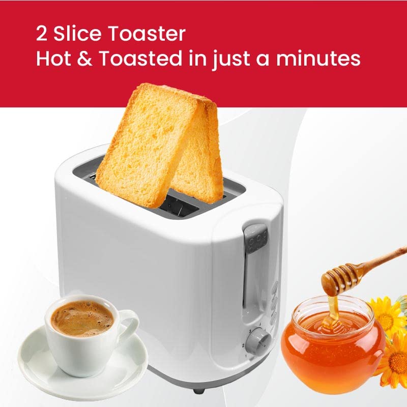 Nobel 2 Slice Toaster 700W | Bread Toaster with Browning Control