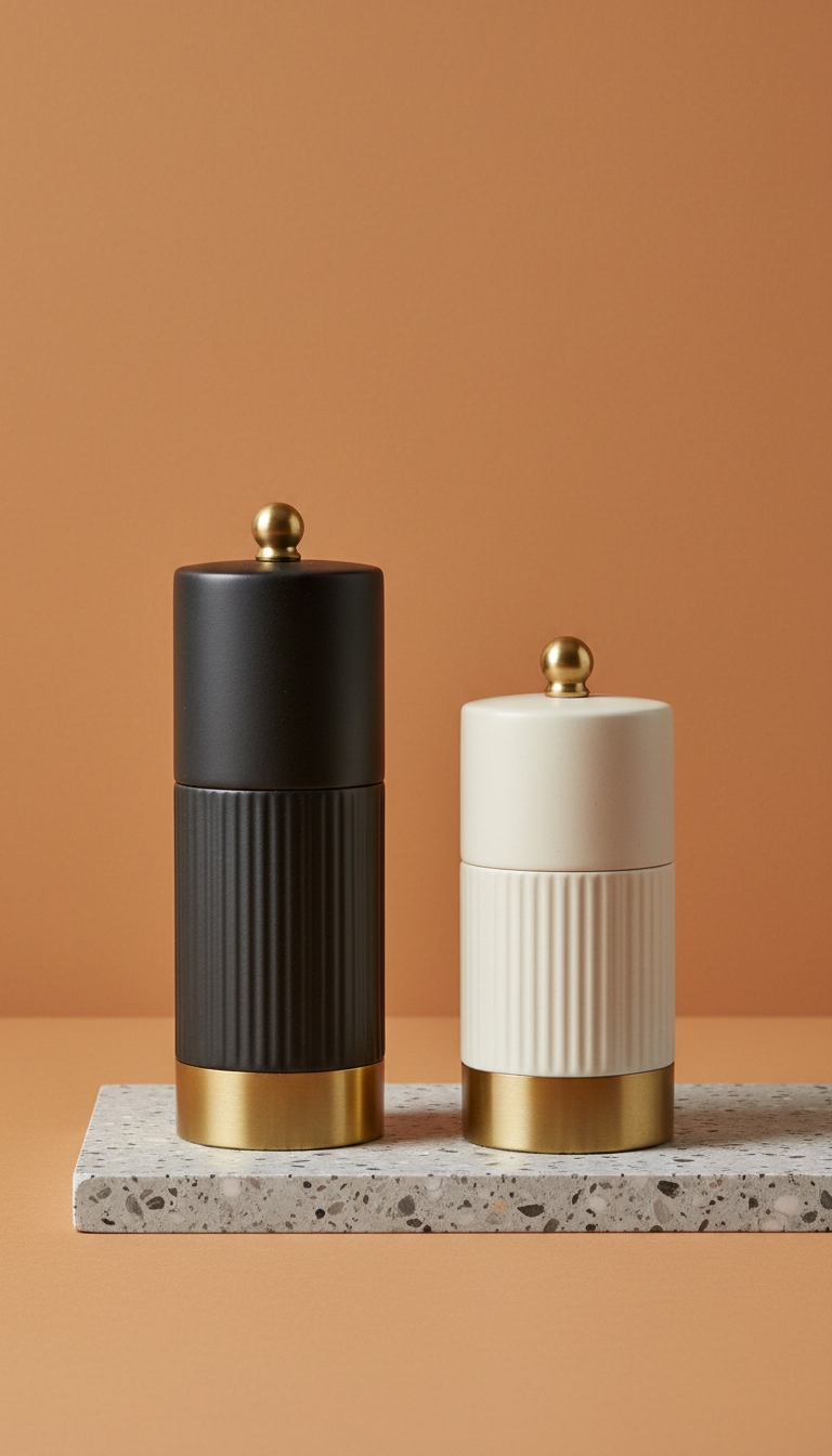 Matte Ceramic Adjustable Salt and Pepper Mills