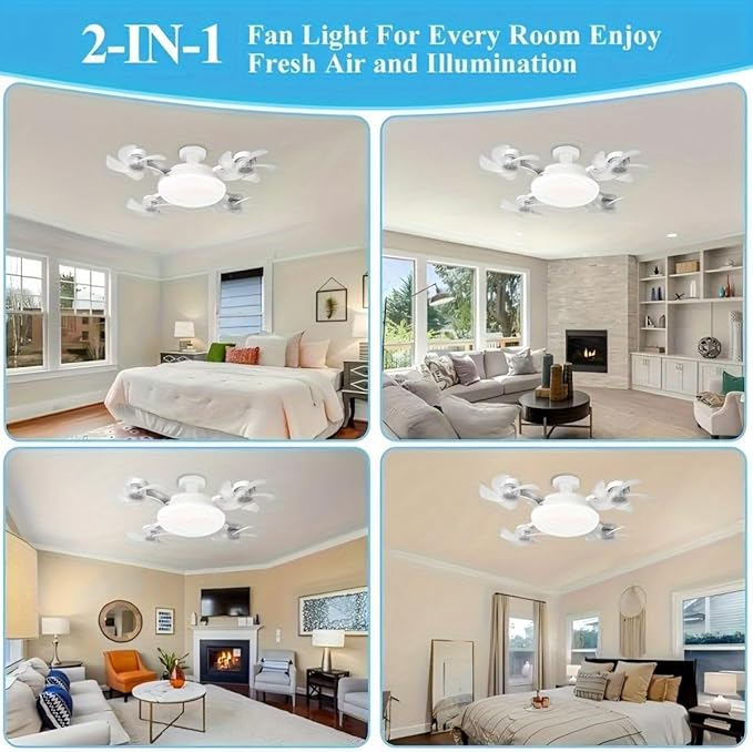 F4 Multifunctional Fan Light | E27 Ceiling Fan LED Light with Remote Control