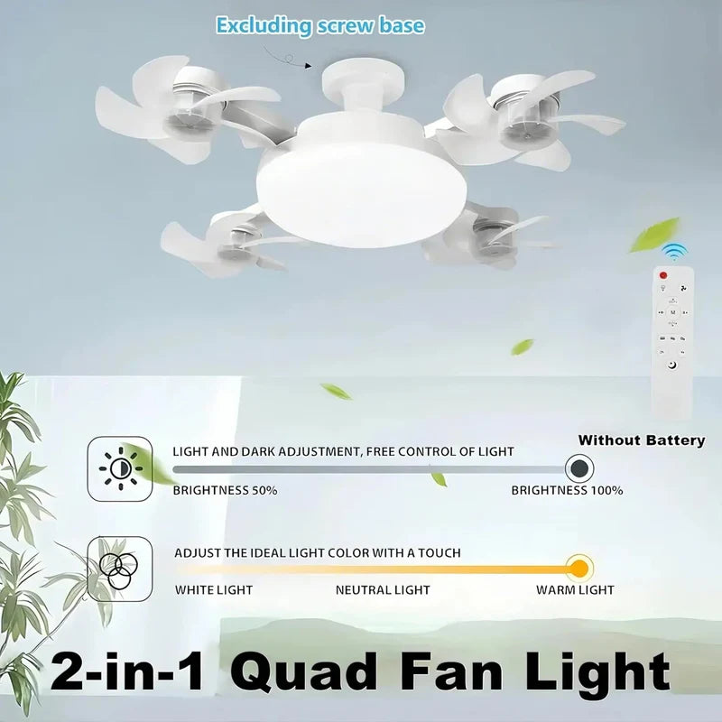 F4 Multifunctional Fan Light | E27 Ceiling Fan LED Light with Remote Control