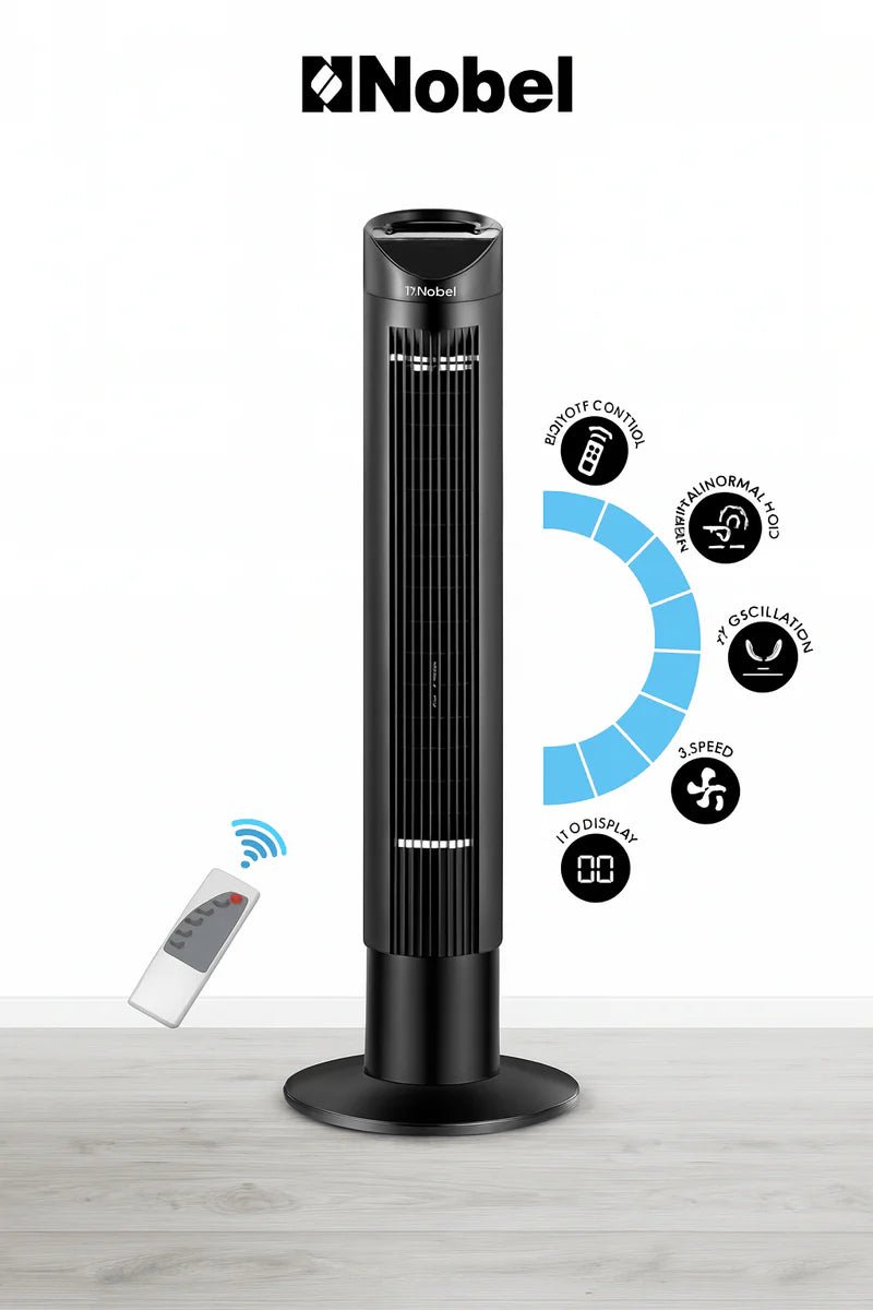 Nobel Tower Fan with Remote 55W Oscillating Cooling Fan