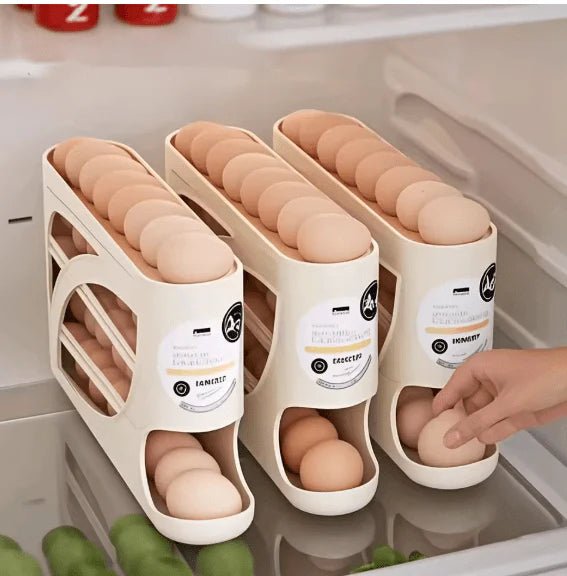 Rolling Egg Dispenser Rack Automatic Egg Storage Organizer for Fridge